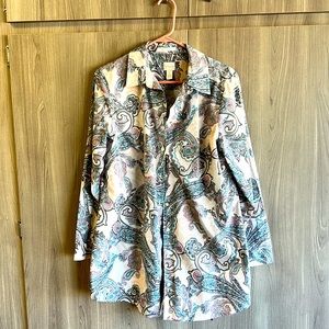 Women’s paisley print button up shirt